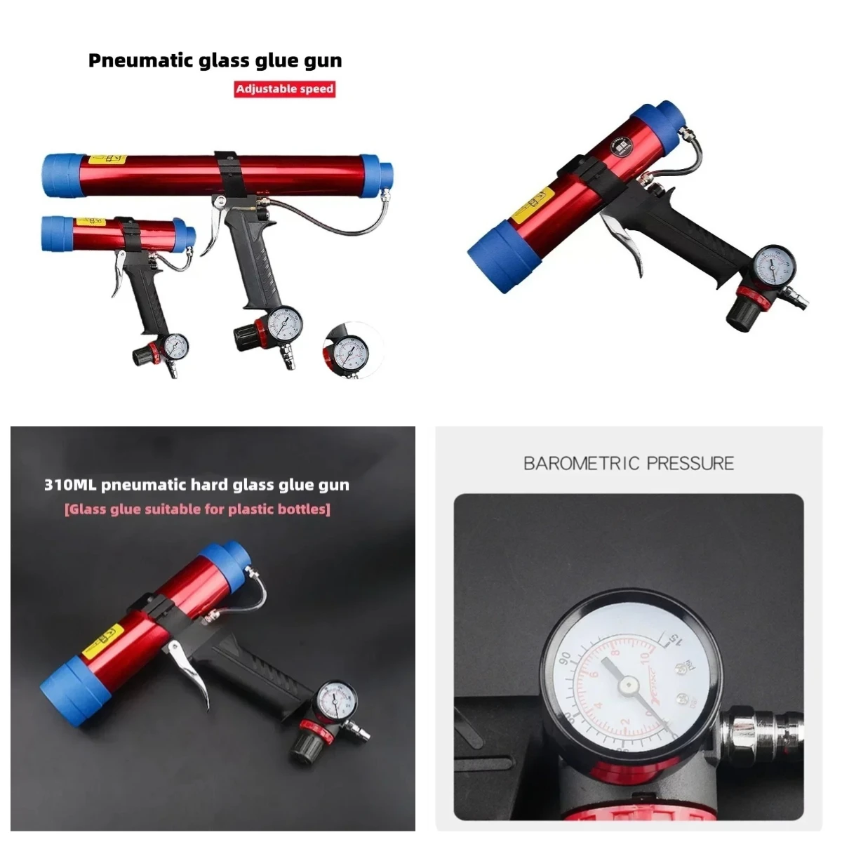Adjustable Pneumatic Caulking Gun, 310ML 600ML Air Glass Glue Gun Rubber Sealant Applicator Filling Tool
