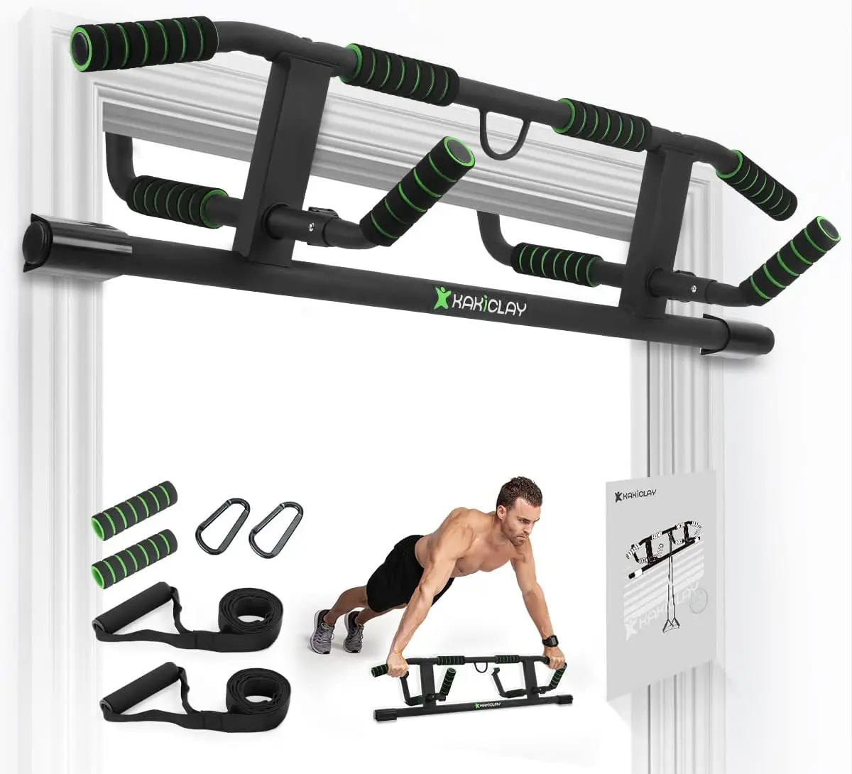 Multi-Grip Pull Up Bar with Smart Larger Hooks Technology - USA Original Patent, Designed, Shipped, Warranty