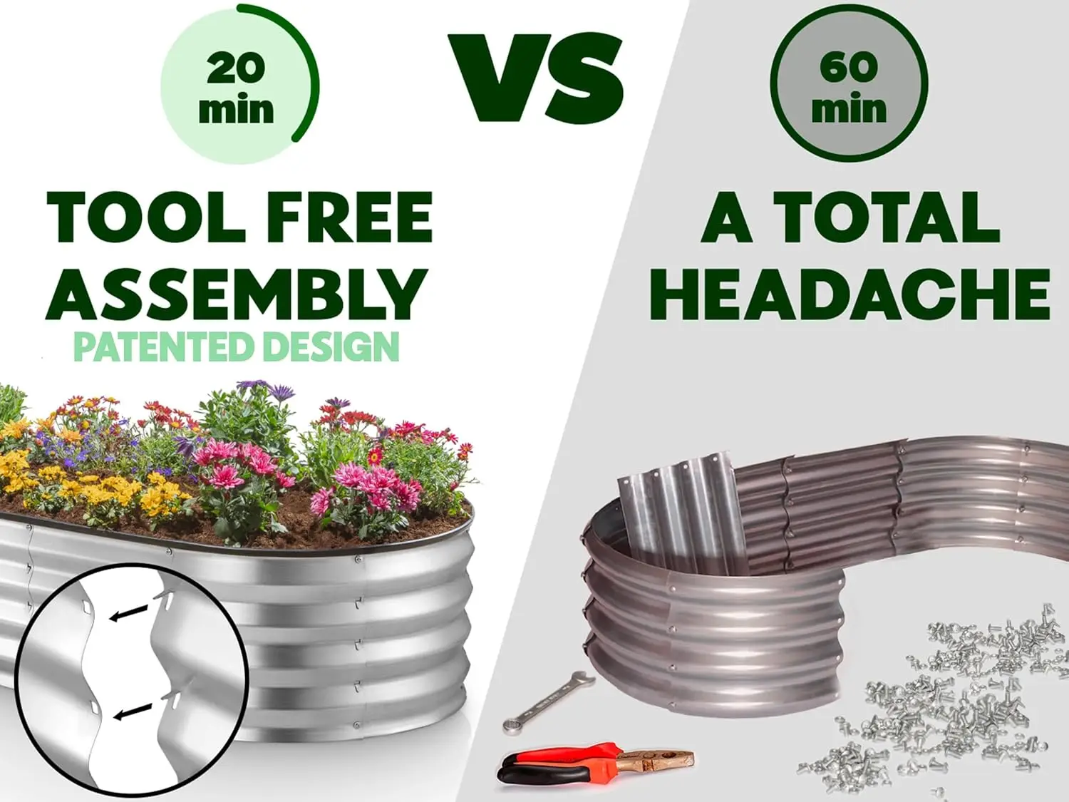 Galvanized Raised Garden Beds Outdoor, 4x2x1 ft Metal Planter for Vegetables and Flowers, Tool-Free Assembly (Silver)