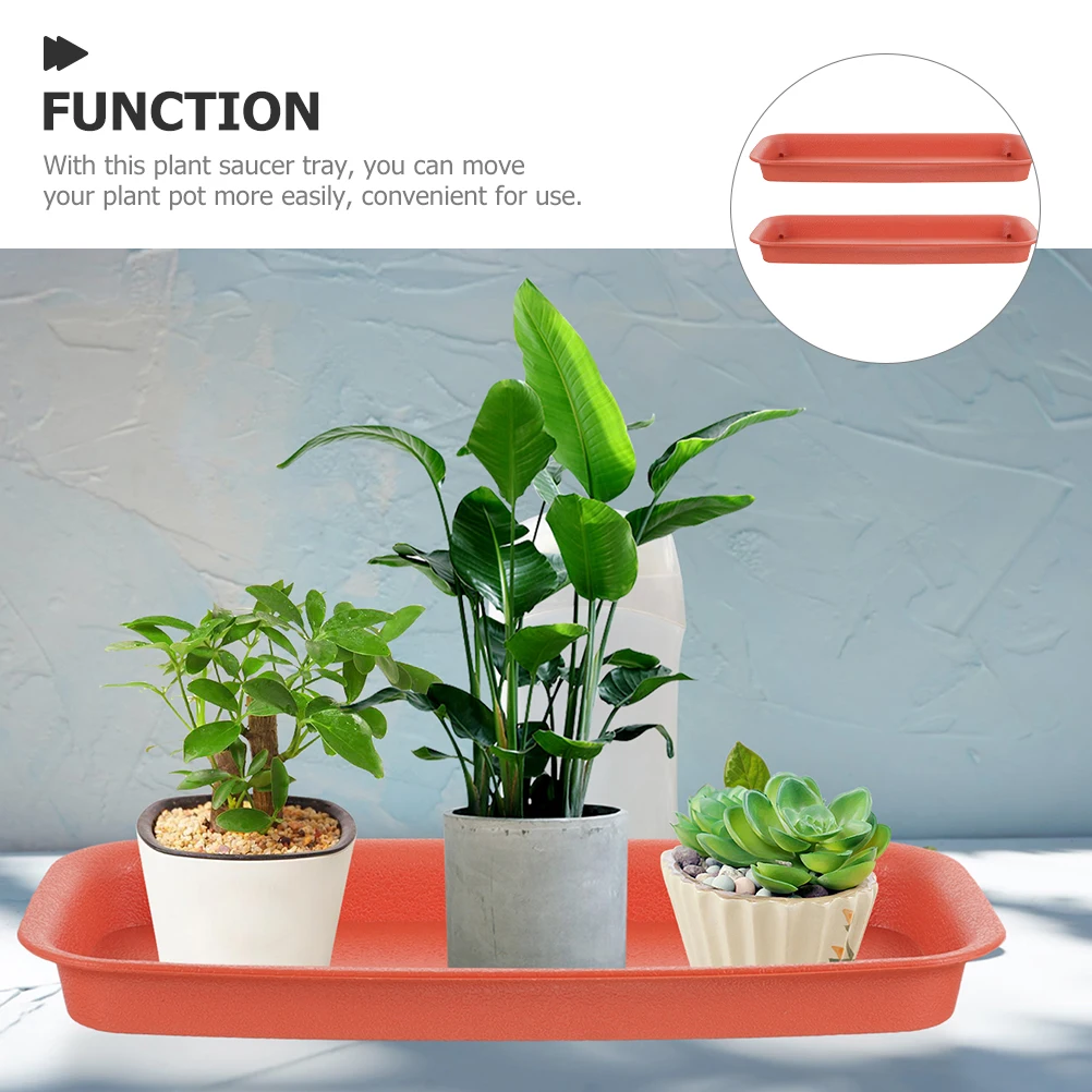 

2 Pcs Rectangular Plant Saucer Waterproof Flower Pot Trays Indoor Plants Drainage Tray Pots Saucers Gardening Home Accessories