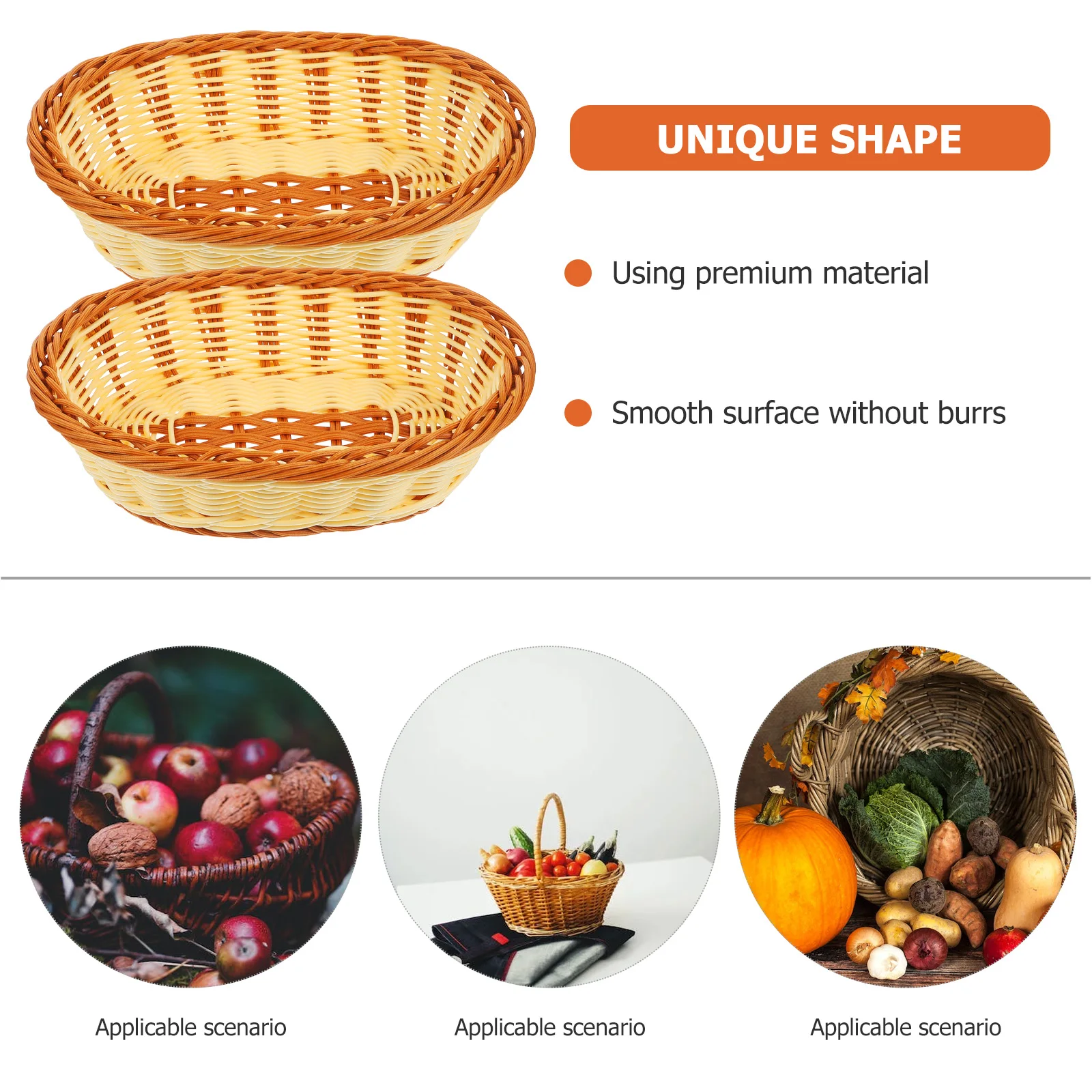 

2pcs Imitation Rattan Woven Storage Baskets Kitchen Countertop Pantry Organizers Bread Snacks Dried Fruit Container Household