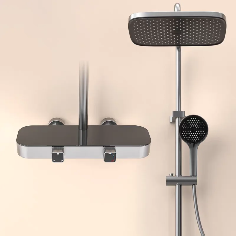 

Современная полированная хромированная душевая система для ванной комнаты с одной ручкой, настенная душевая система с рисунком дождя, цифровой дисплей, керамика