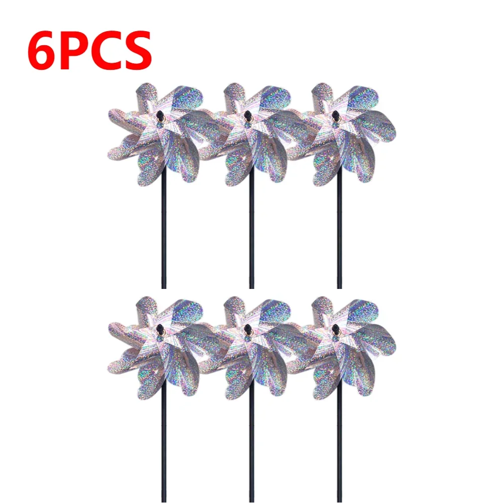 APWIKOGER 1-10PCS DIY Silber Laser Vogel Repellent Für Bauernhof Outdoor Vogel Repeller Rasen Dekor Vogel Repeller Windmühle garten Rotierenden Windmil 5