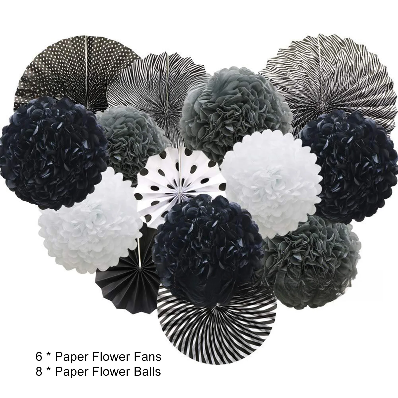 

Round Paper Flower Fans And Balls Set For Wedding Party Decor Eco-Friendly Multicolor Visual Effect