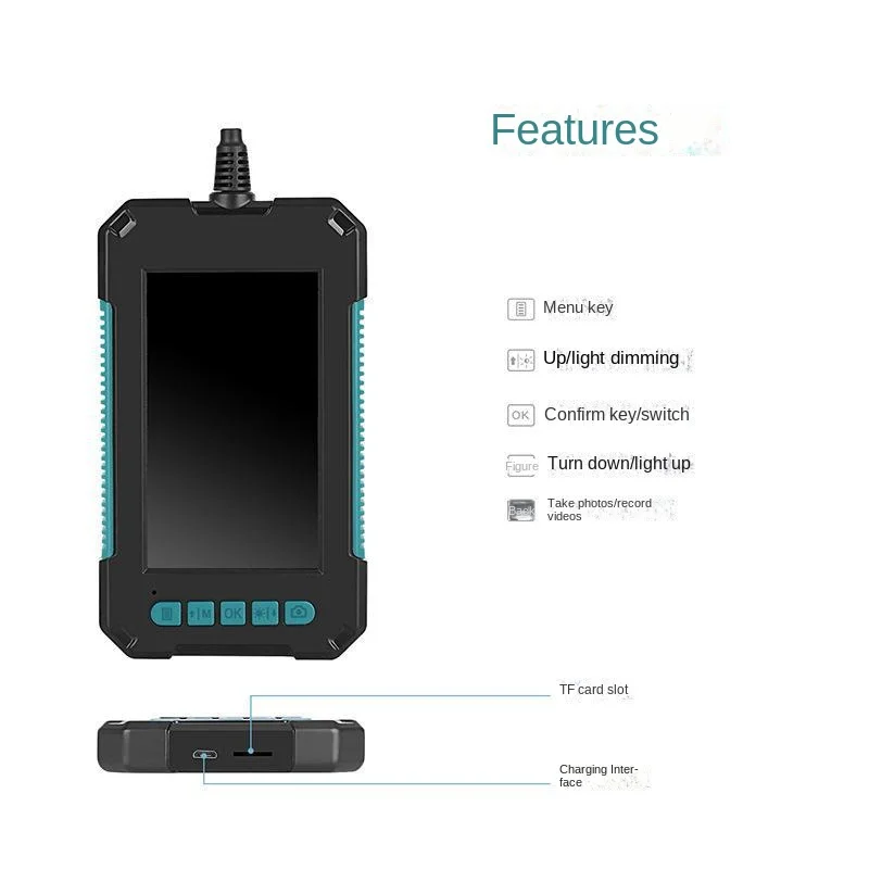 HD 4.3-Inch Industrial Camera with Screen 8mm Dual Lens Pipe Camera Detector Water Pipe Endoscope