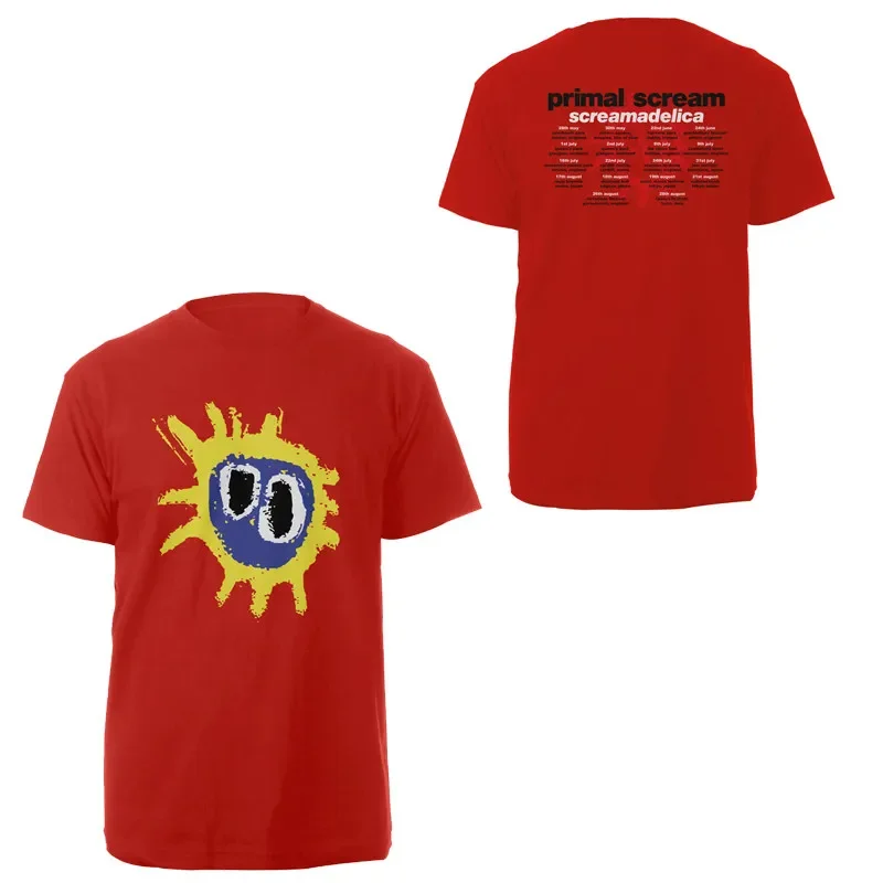 Summer Pop 1984 British Acid Rock Primal Scream Band American Casual Red Short-sleeved T-shirt