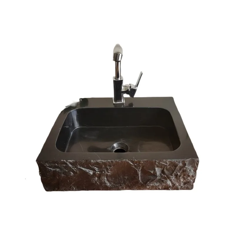 Natural stone black ink jade platform basin with faucet hole wash basin can be customized bed and breakfast sink