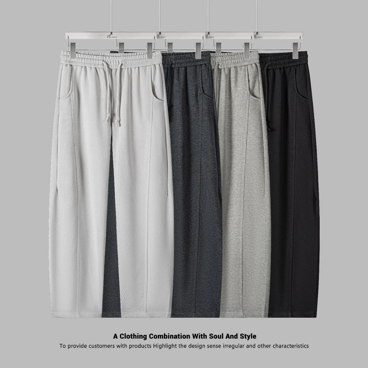 

Men's Knitted Sports Sweatpants Spring And Autumn Trendy Brand Loose Drape Straight Wide-leg Casual Pants