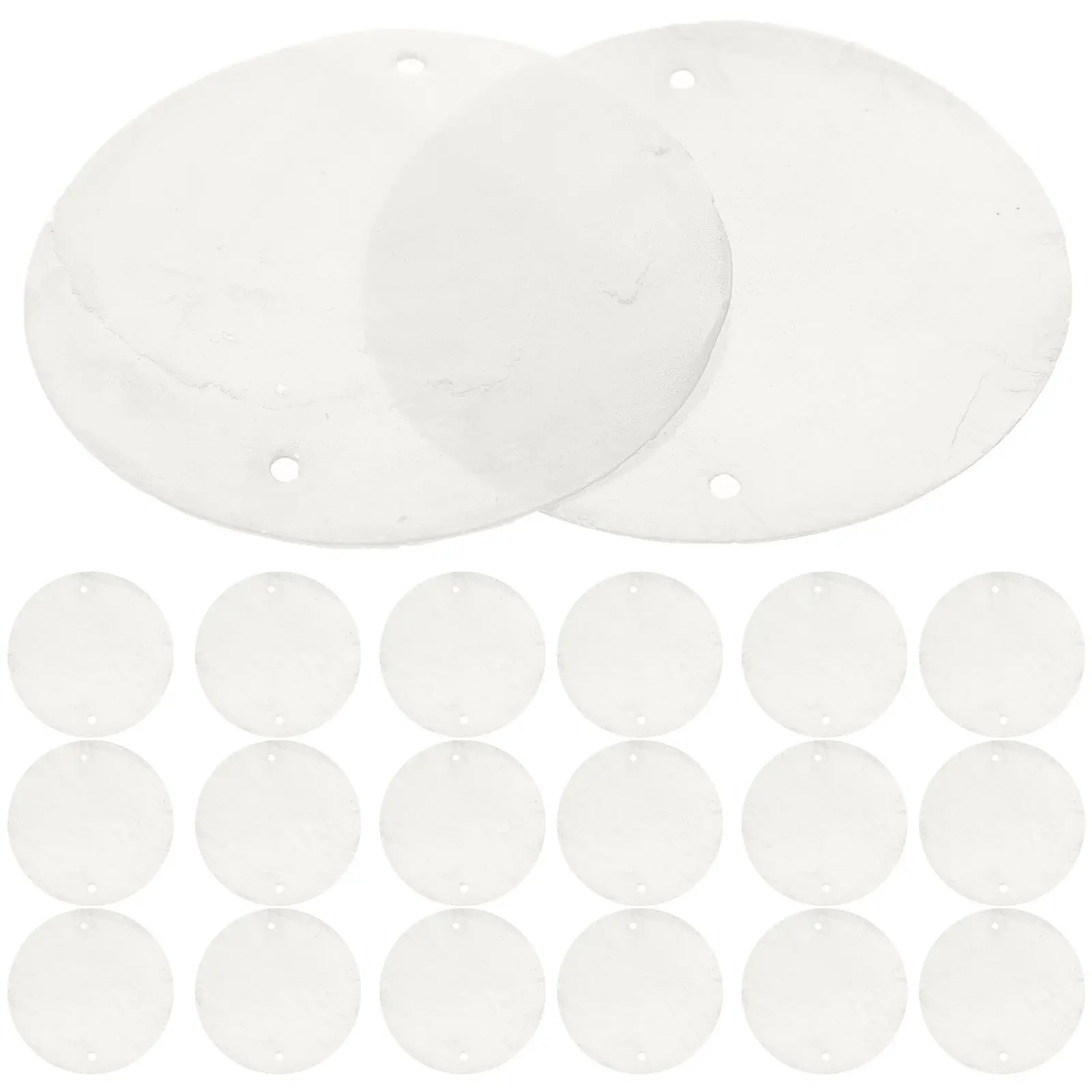 

100pcs White 5cm Double Hole Round Shell Pieces for Crafts Wind Chime Jewelry Making Accessories Decorative