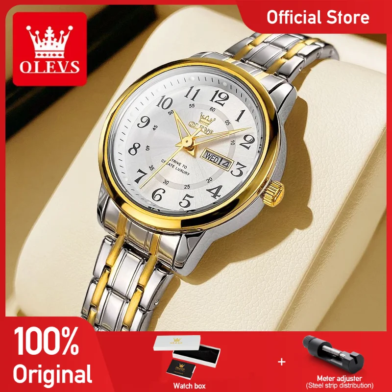 

OLEVS 2891 Woman Watch Waterproof Luminous Quartz Wristwatch Day Date Watch Bracelet Set Genuine Product Gift Box Original Reloj
