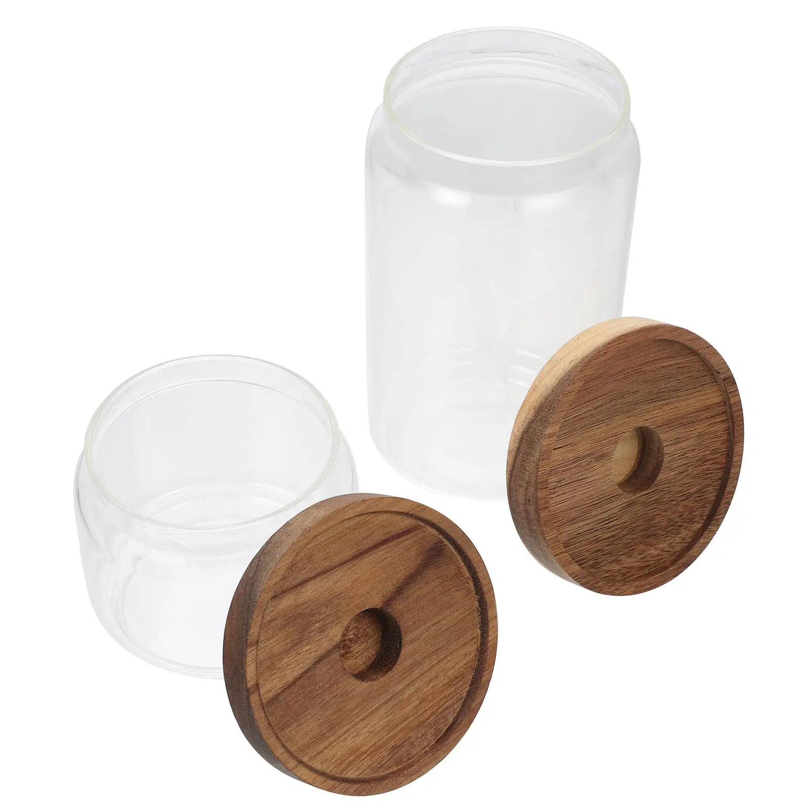 2Pcs Glass Storage Jar Sealed Canister for Coffee Beans Snacks Tea Grain Candy Kitchen Food Container Transparent Household view 3