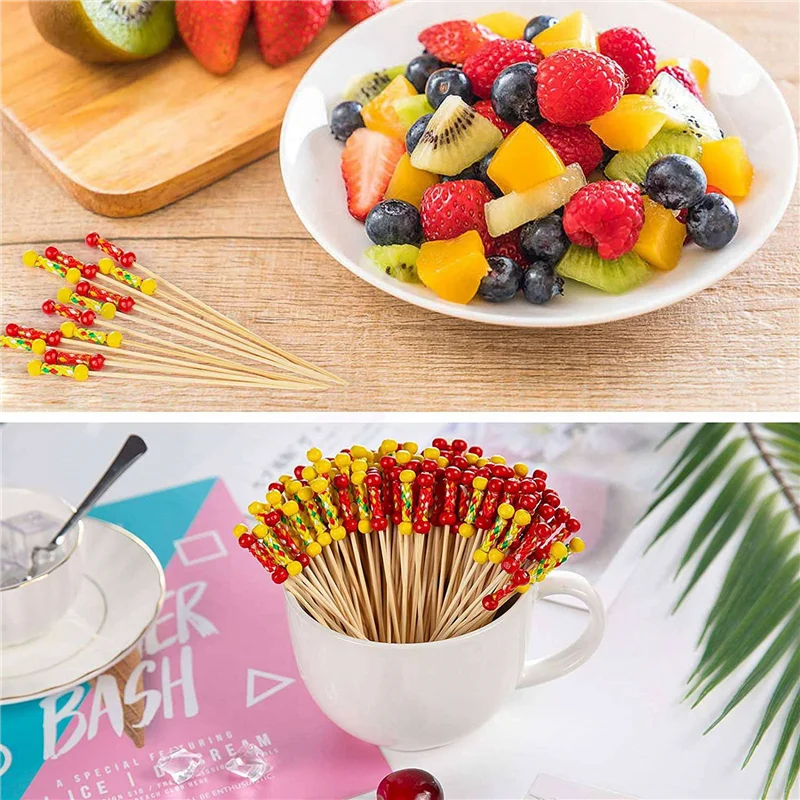 

HGHO 600Pcs Bamboo Fruit Sticks, Wooden Toothpicks For Party Tapas Nibbles Sandwich Canapes Appetiser Fruit Skewer BBQ