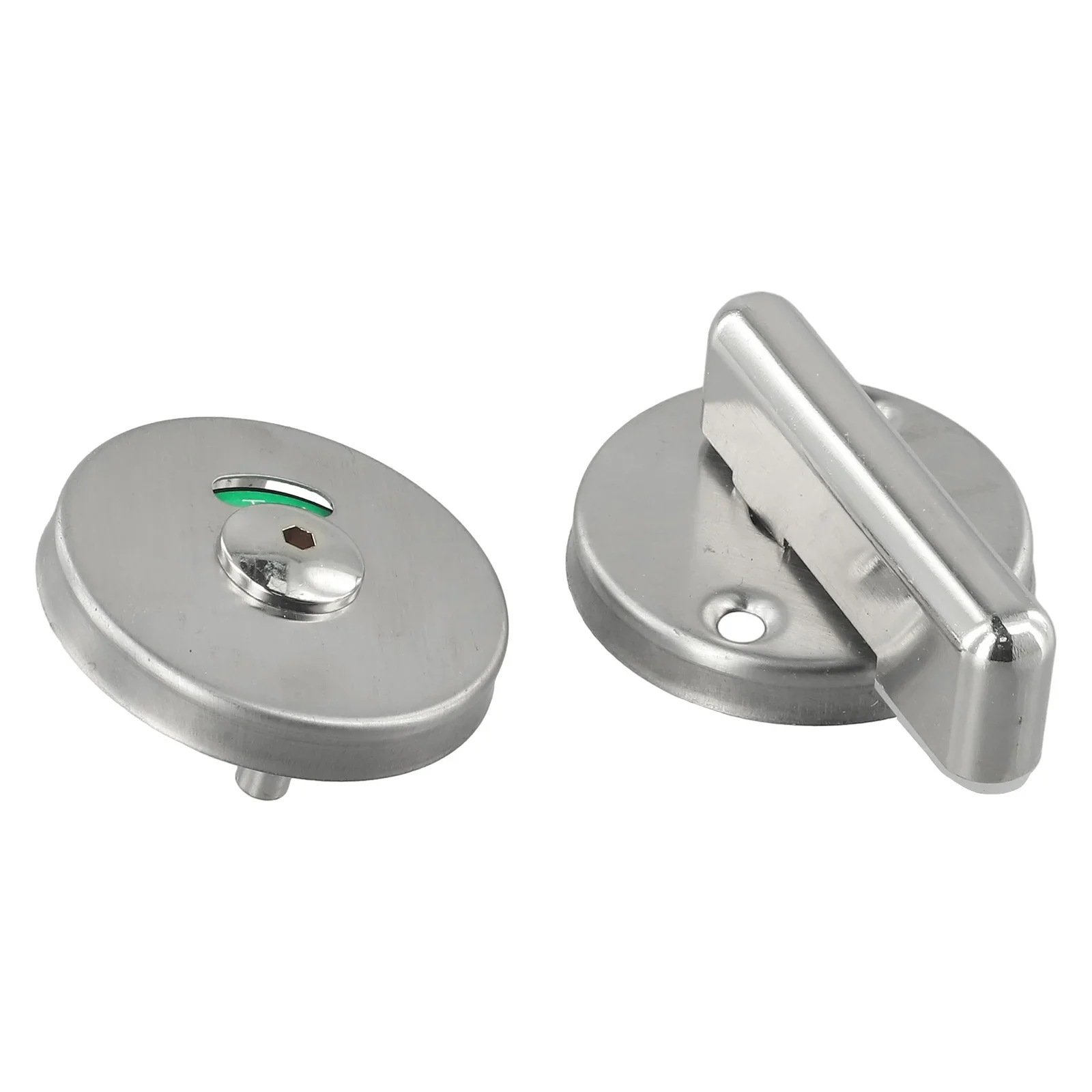 Public Toilet Indicator Door Lock Partition Door Lock Accessories Stainless Steel Round Flat Stack Lock Buckle Bathroom Privacy