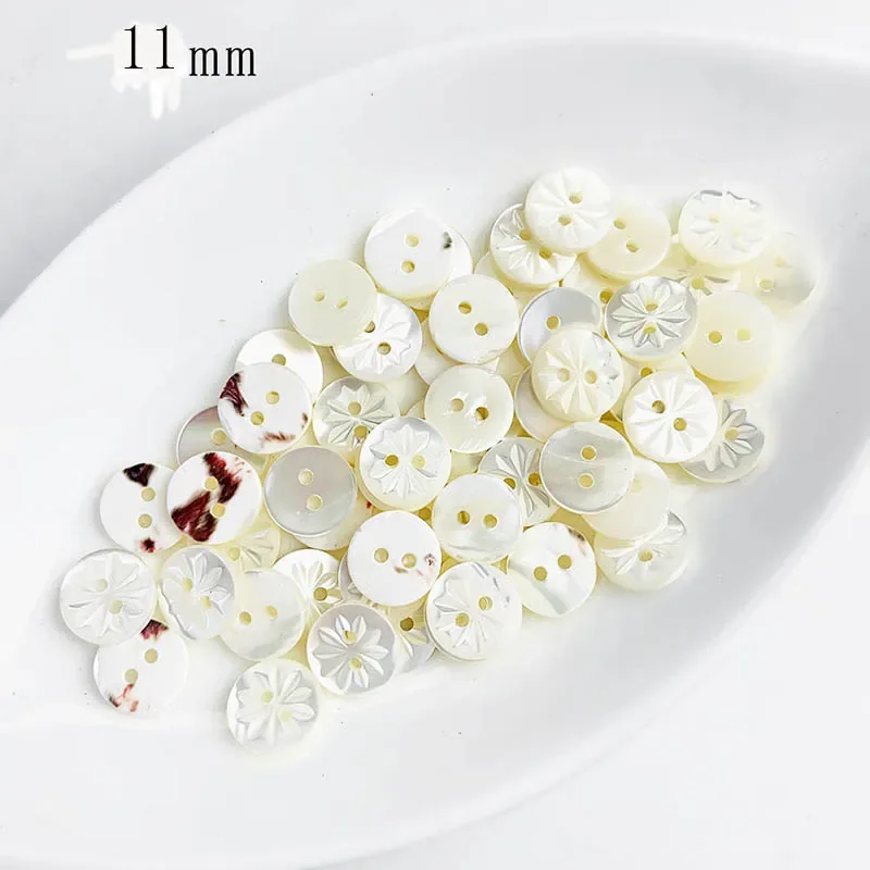 10PC Natural White Mother of Pearl Handmade Carving Flowers 2-holes Flatback Button Sewing Crafts DIY Scrapbooking Accessories