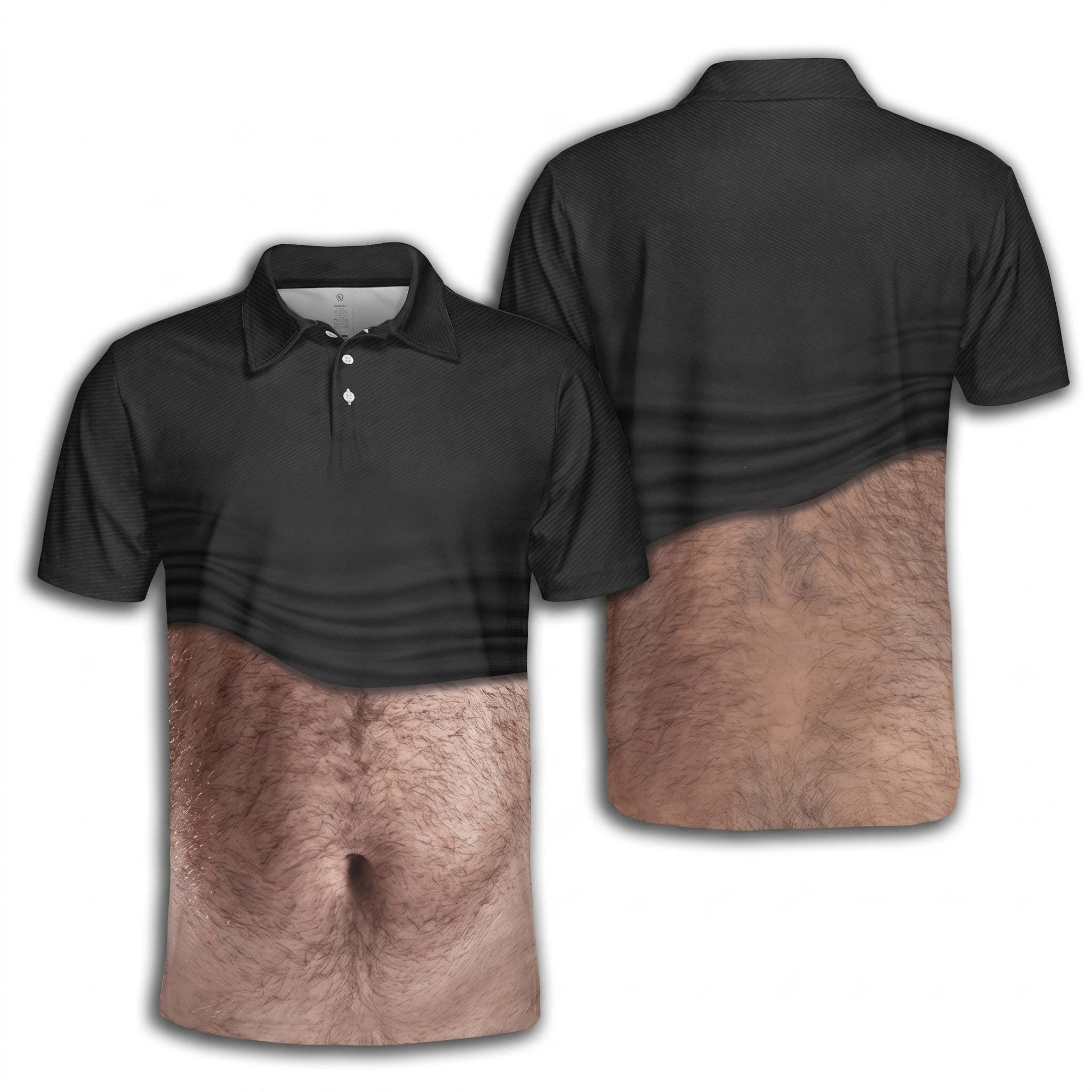 Unisex Funny 3D Fake Belly Print Polo Shirt Men Women Humor Body Illusion Short‑Sleeve Tops Novelty Prank Casual Party Tees