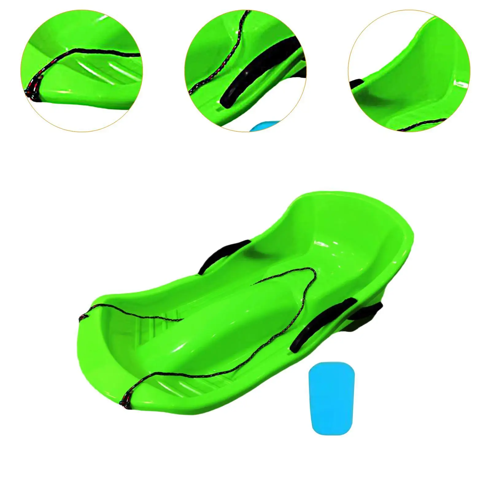 Slitta da neve Toboggan con freni per 2 sledders include corda da tirare addensata con cuscino del sedile Slitta da sci in sabbia da discesa Slitta da sabbia