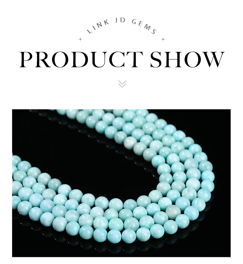 3A Natürliche Dominica-Larimar-Steinperle, glatt, rund, lose Distanzperle, Meeres-Edelstein für Schmuckherstellung, DIY-Armband-Zubehör – Detail 3
