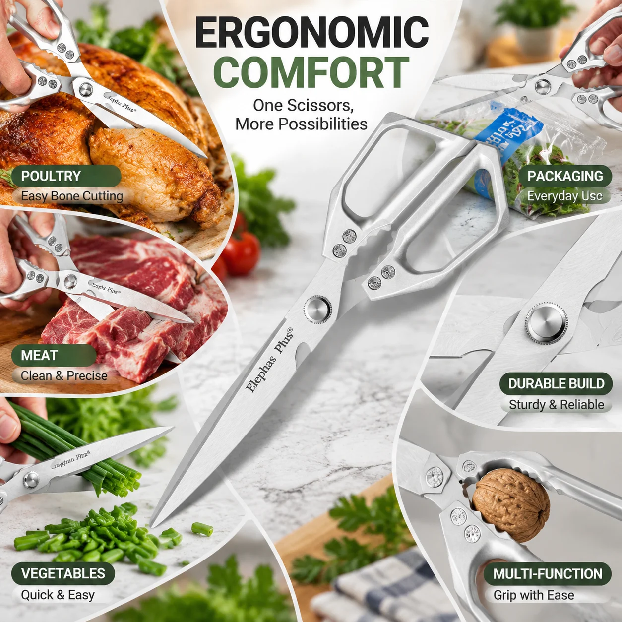Extra-Long Stainless Steel Scissors: Kitchen Scissors For Barbecue, Extra-Long Food Scissors For Home Use