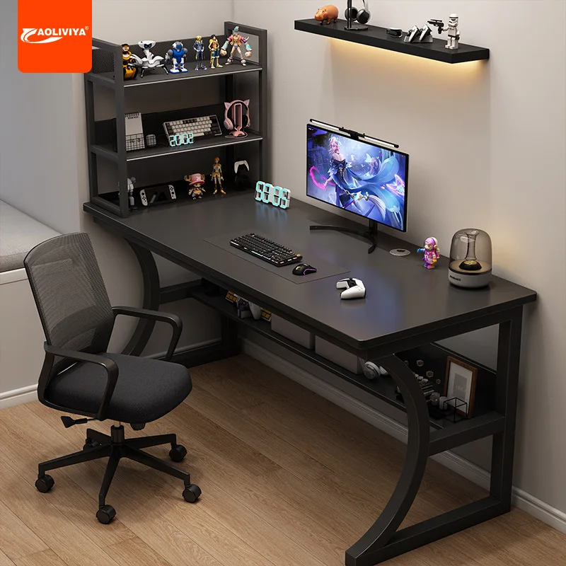 AOLIVIYA 1.2m/1.4m Computer desk Desktop e-sports table Household with shelf Office desk and chair Simple desk Bedroom learning