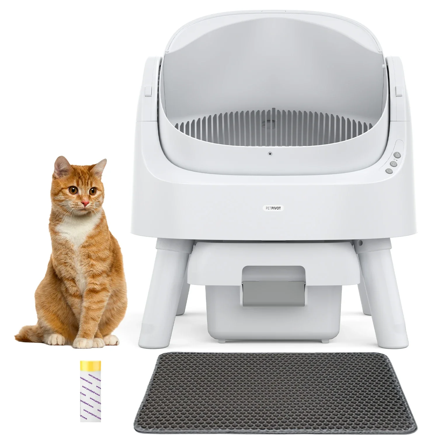 

PETPIVOT Self-cleaning litter box designed for Large cats easy using without apps can support 1.36-12kg