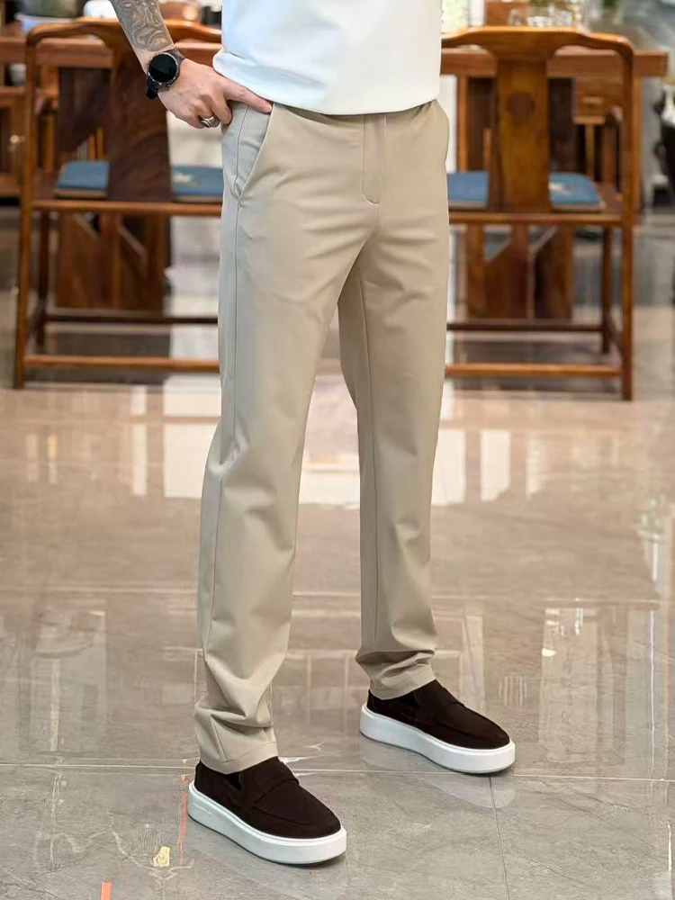 Fashionable Casual Pants Men's Spring Summer New Pure Color Slim Straight Leg Anti-Wrinkle Business No Ironing Small Foot Wes...
