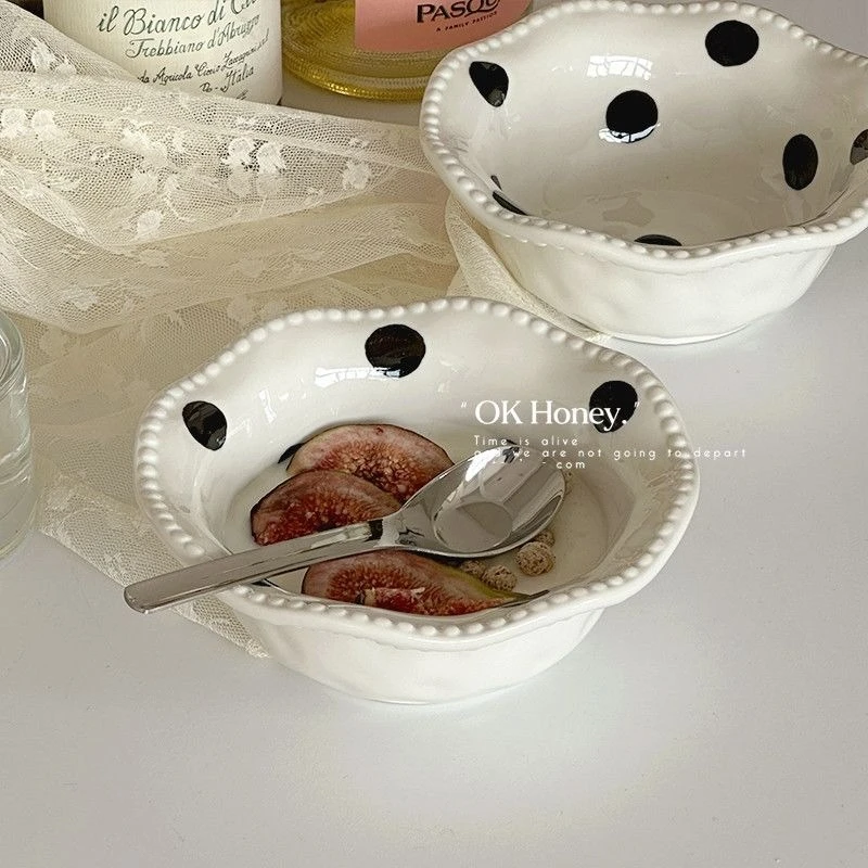 5.8inch Ceramic Ramen Bowl Hand Painted Salad Bowl Household Breakfast Soup Bowl Cake Dessert Dish Dim Sum Kitchen Accessories