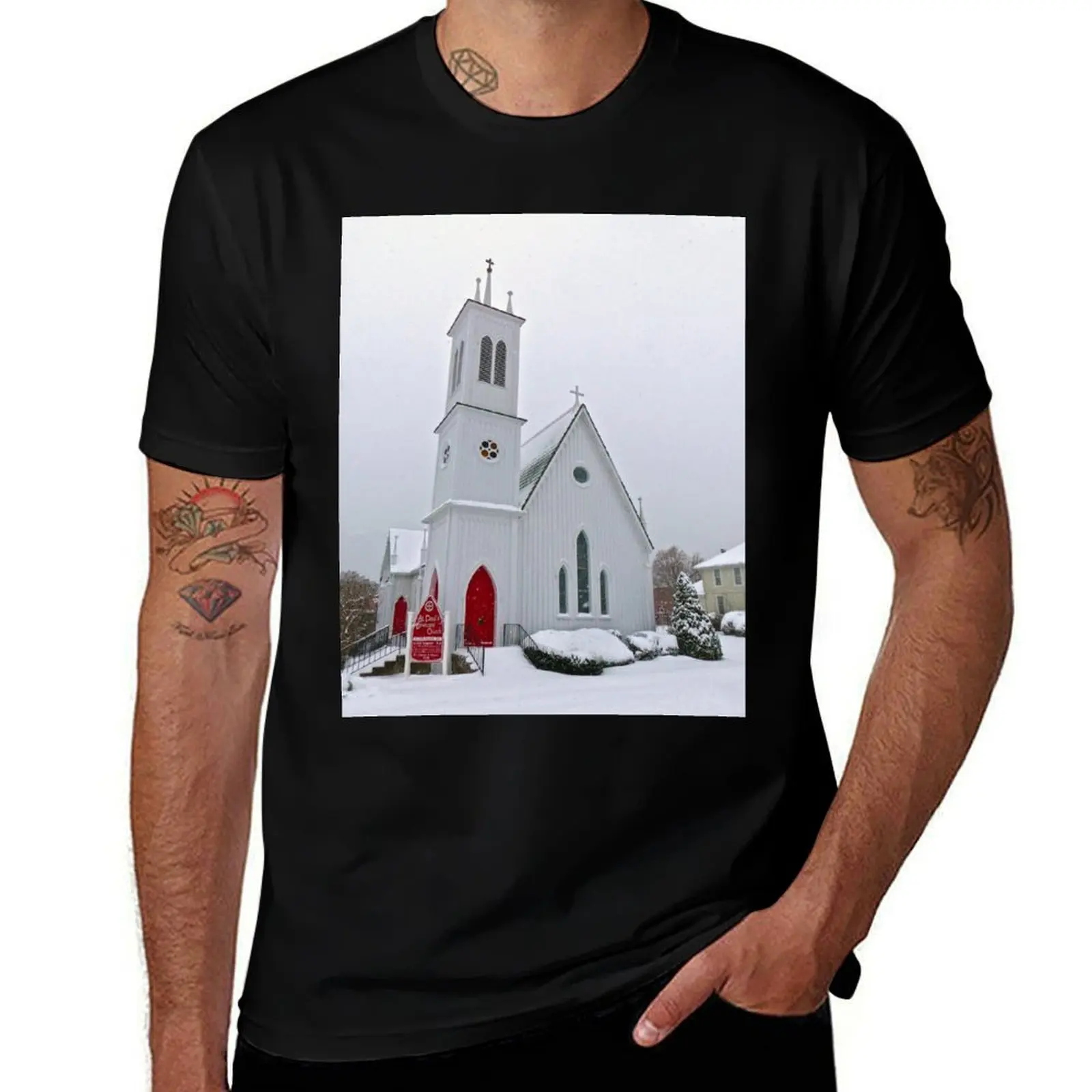 تي شيرت كنيسة القديس بول الأسقفية تي شيرت قطني عالي الجودة تي شيرت رجالي عالي الجودة ماركة فاخرة تي شيرت #1