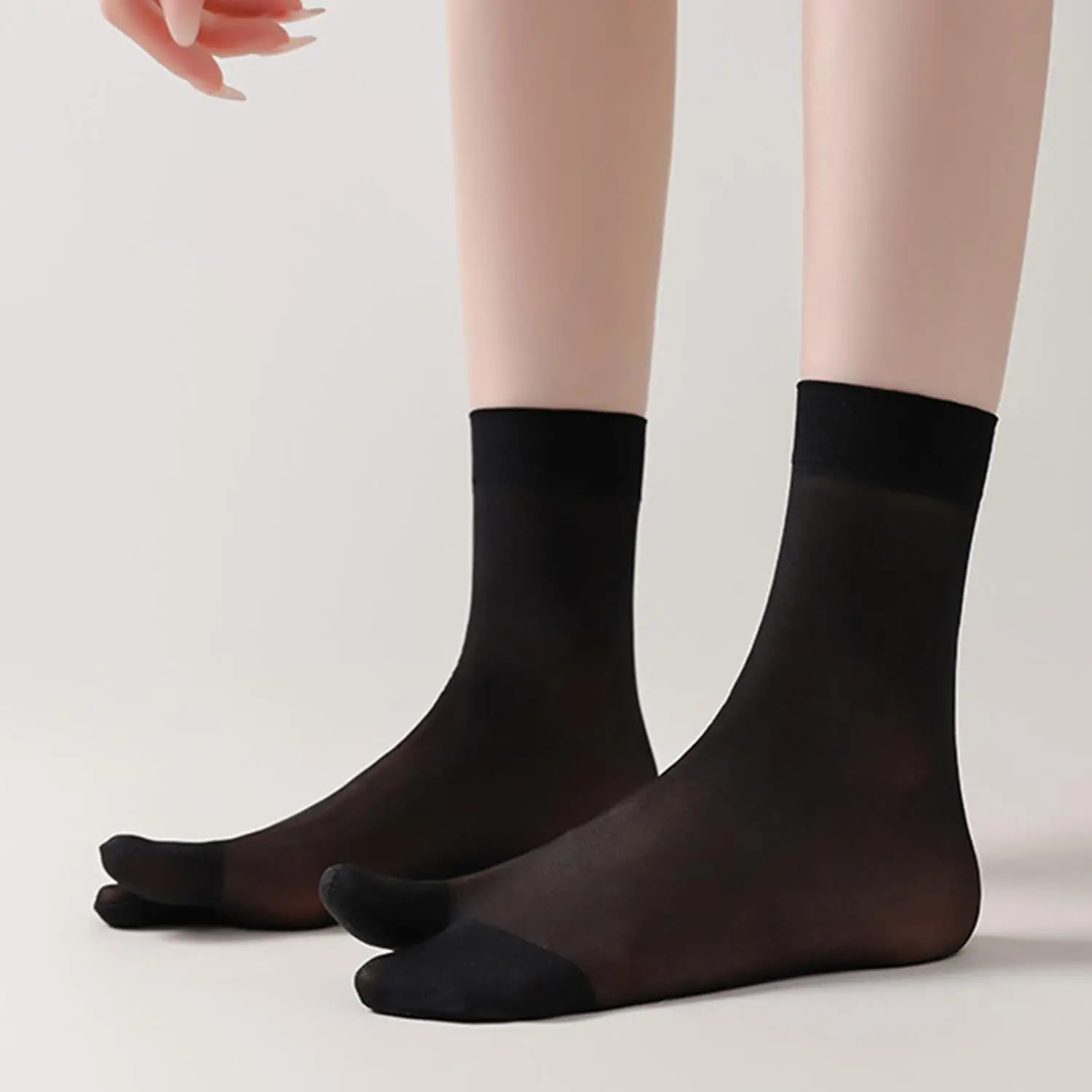 2 Pairs Two Toe Socks Clear Non-slip Invisible Socks Women Girls Summer Elastic Socks Transparent Thin Cozy Socks