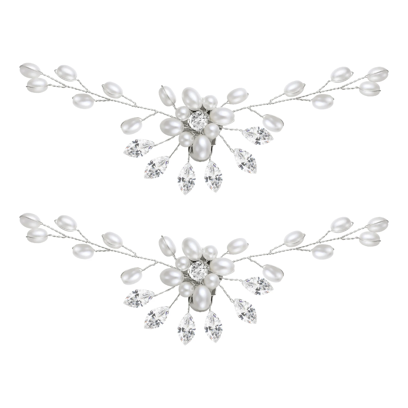

2pcs Pearl Shoe Flower Clips Shiny Rhinestone Metal Decorative Bride Wedding Party Accessories Shoe Decorations