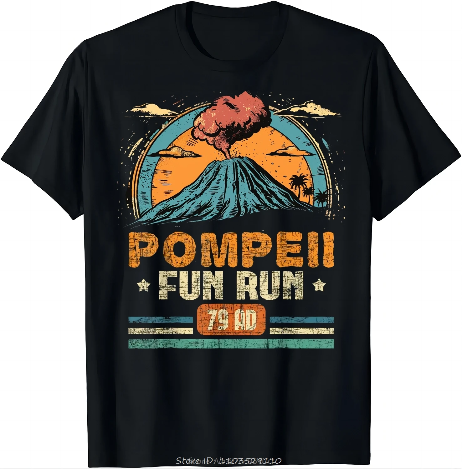 Pompeii Fun Run - Geography Volcanologist Volcanology T-Shirt O-Neck Oversized Unisex Tshirt Men's Clothing Fitness tshirt