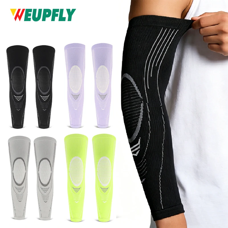 1/2PCS Full Arm Compression Sleeve for Men Women, Breathable Elbow Brace Support for Tennis Elbow, for Basketball, Cycling