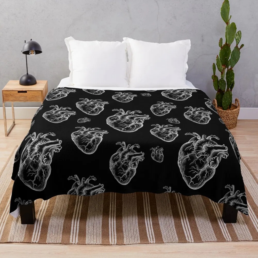 

Human Heart white, anatomy art, cool cute Throw Blanket Plaid on the sofa Sofas Blankets For Bed Decoratives Blankets