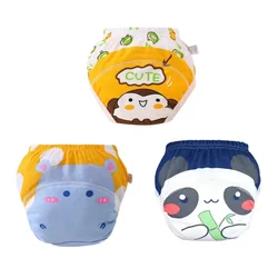 3PC Baby Cloth Diaper Cartoon Animal Cotton Waterproof Pocket Ecological Potty Training Panties Gauze Nappies Learning Pants