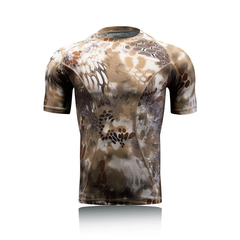 

Camouflage Tactical Compression Shirt Short Sleeve Combat T Shirts Men Camo Quick Dry Outdoor Training Hunting Hiking Shirt