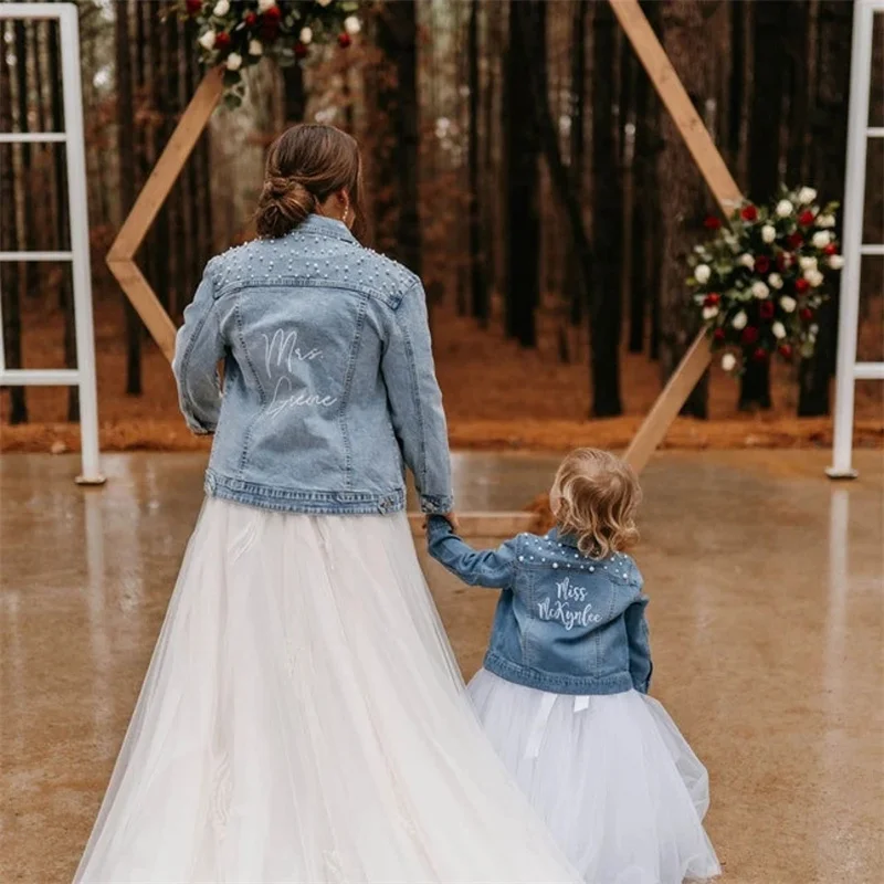 Custom Bridal Shower Gift,Bride Denim Jacket with Pearls,Personalized Jacket, Future Mrs. Mother's day gifts bride gifts