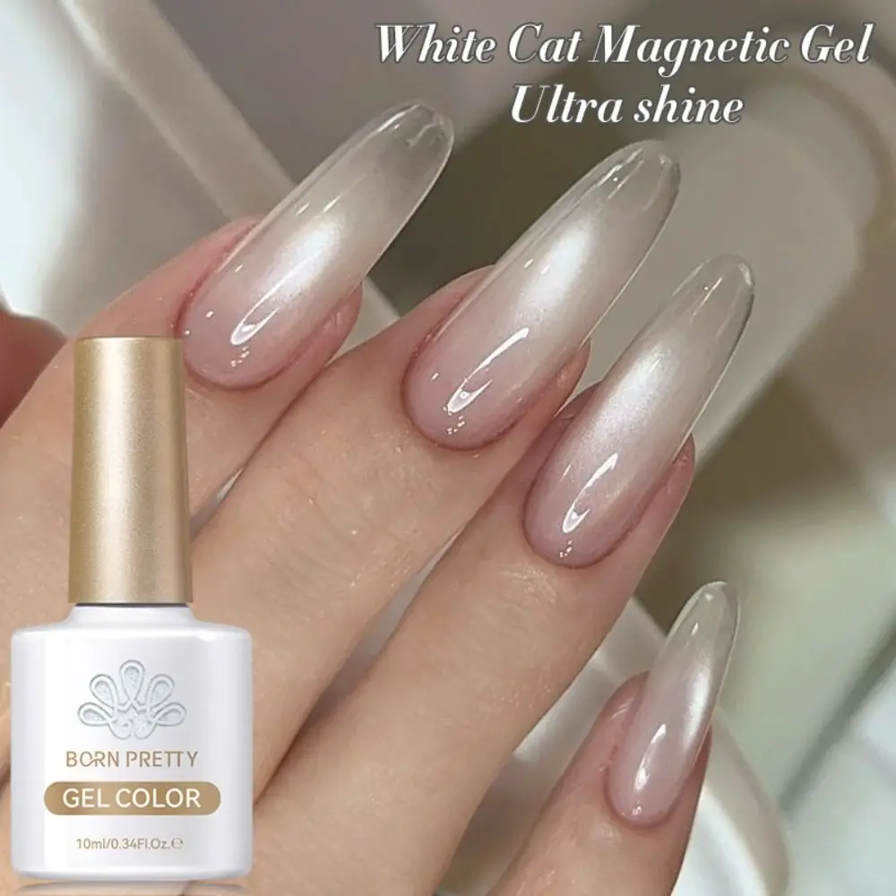 

10ml White Cat Magnetic Gel Semi Permanent Ultra Shine Nail Polish Gel Soak Off Jelly Color Nail Art Gel DIY Manicure Painting