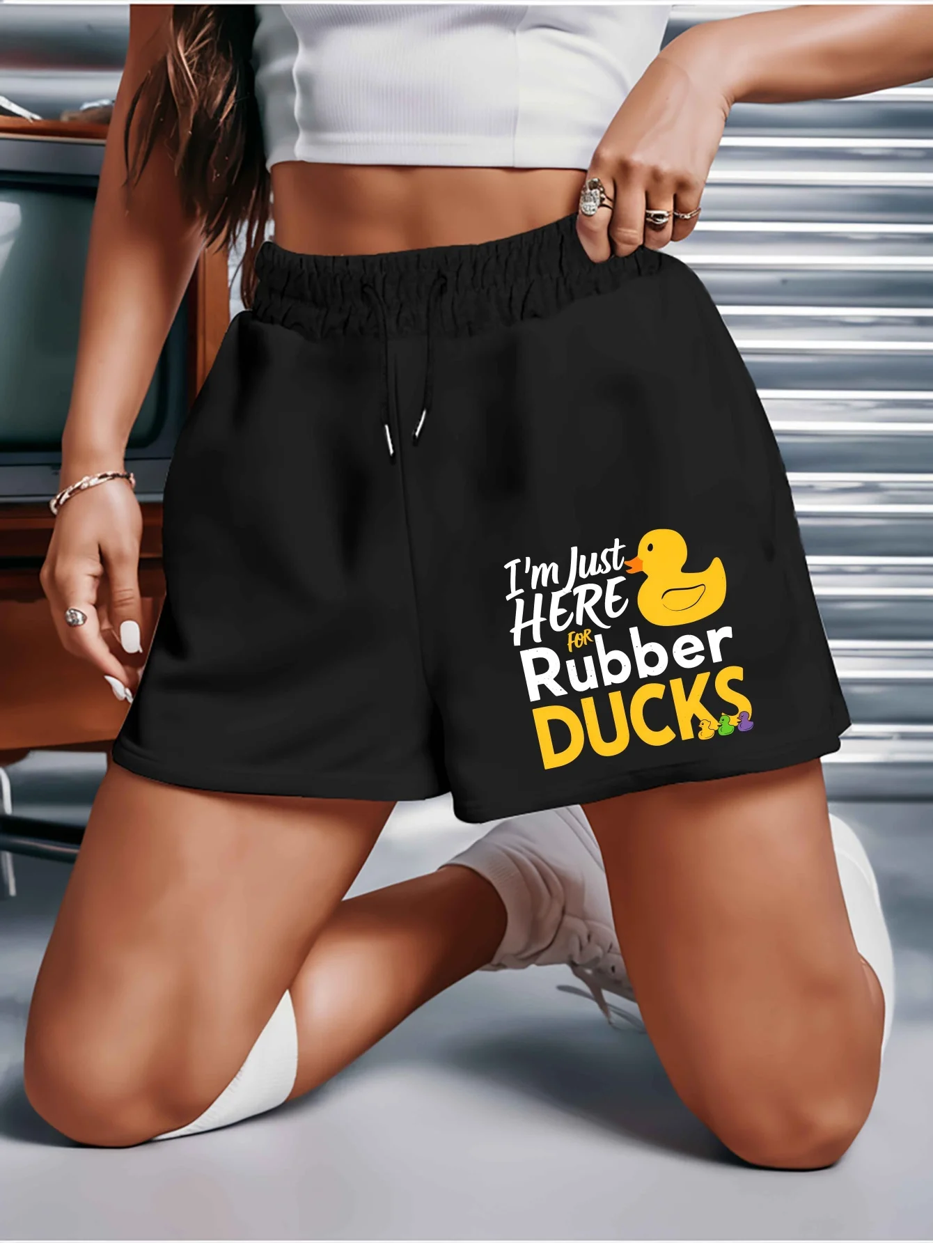 I Am Only Looking for Rubber Duck 2026 Women's Summer Shorts Made of Pure Cotton and Versatile Beach Pants