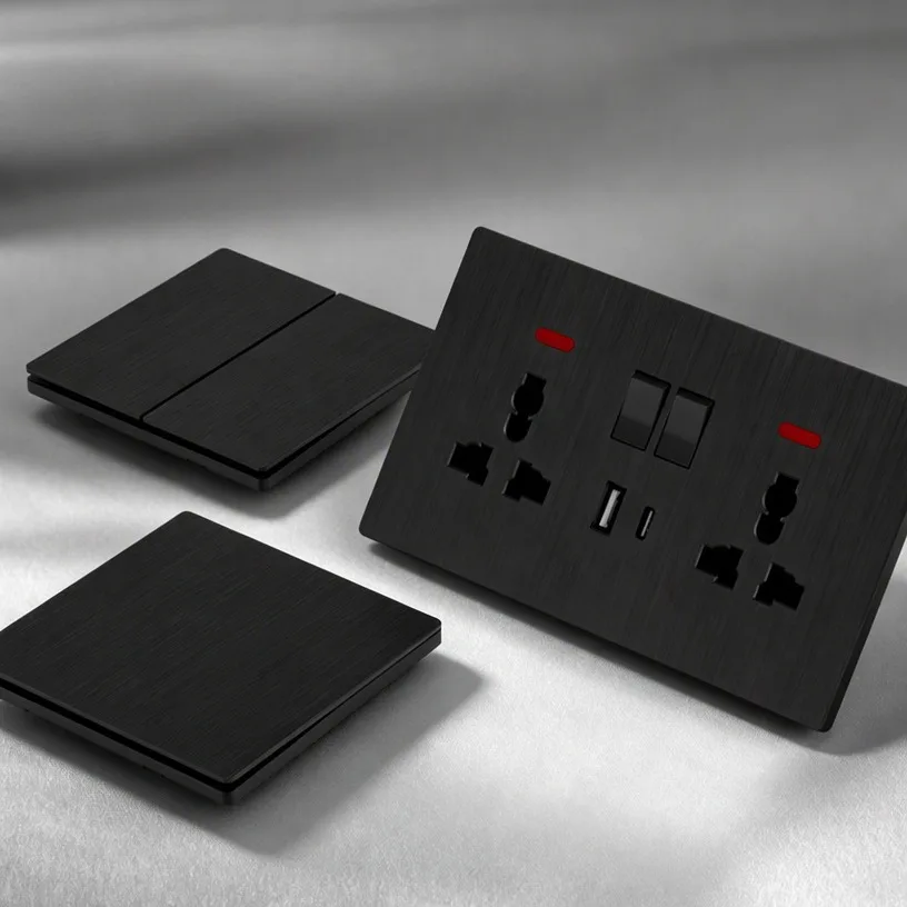 Ultra-Thin 6mm Black Wall Switch Modern Matte Finish 1-Gang Light Switch for Home&Office Slim Profile Electrical Switch Panel