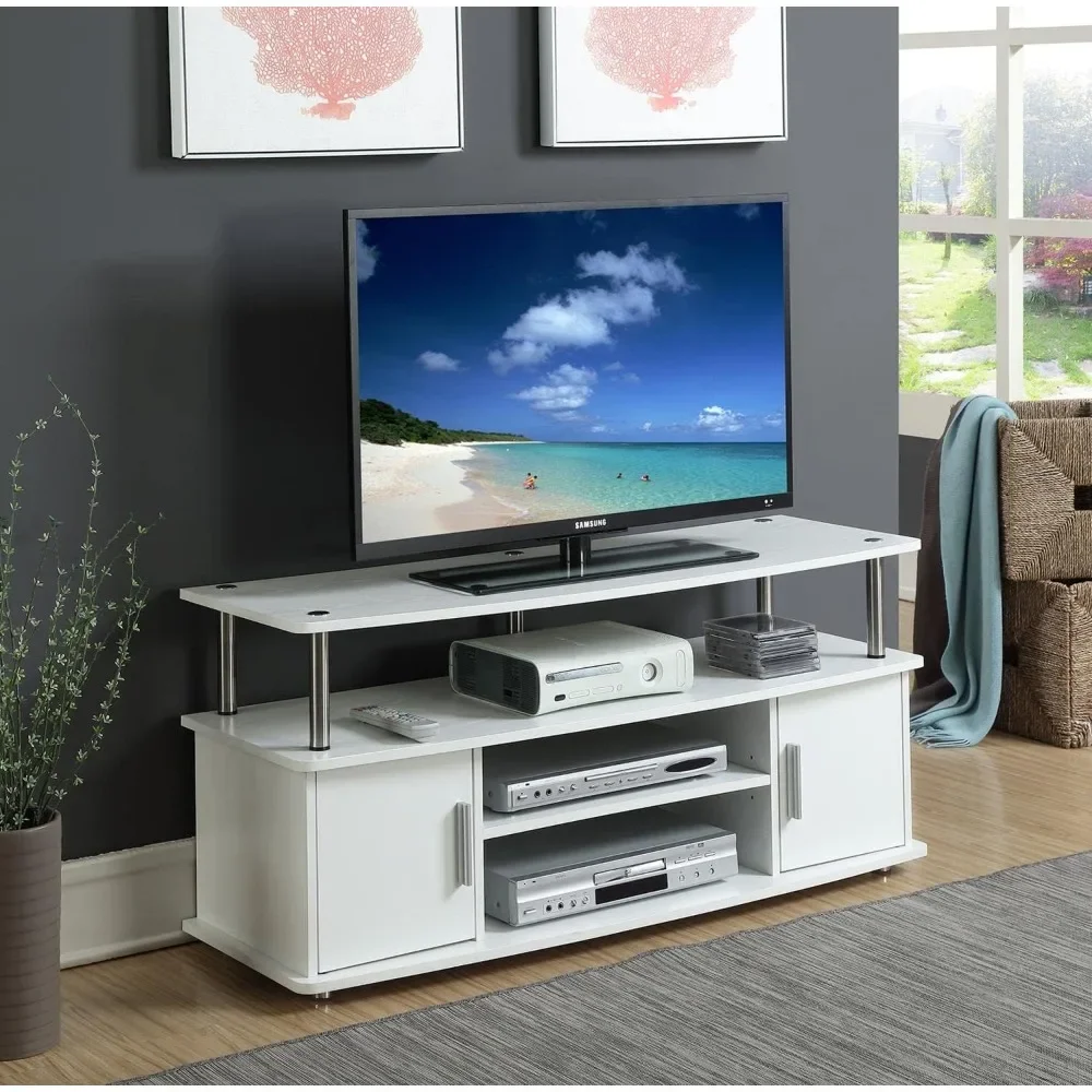 

Designs2Go Monterey TV Stand with Cabinets and Shelves Home_Furniture_and_Decor, 47.25"L x 15.75"W x 21.25"H, White