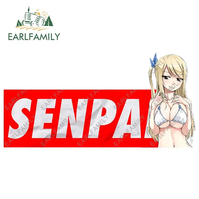

EARLFAMILY 13cm X 6.5cm For Senpai Camper Car Accessories Stickers Motorcycle Decal Graffiti Surfboard Windshield Laptop Decals