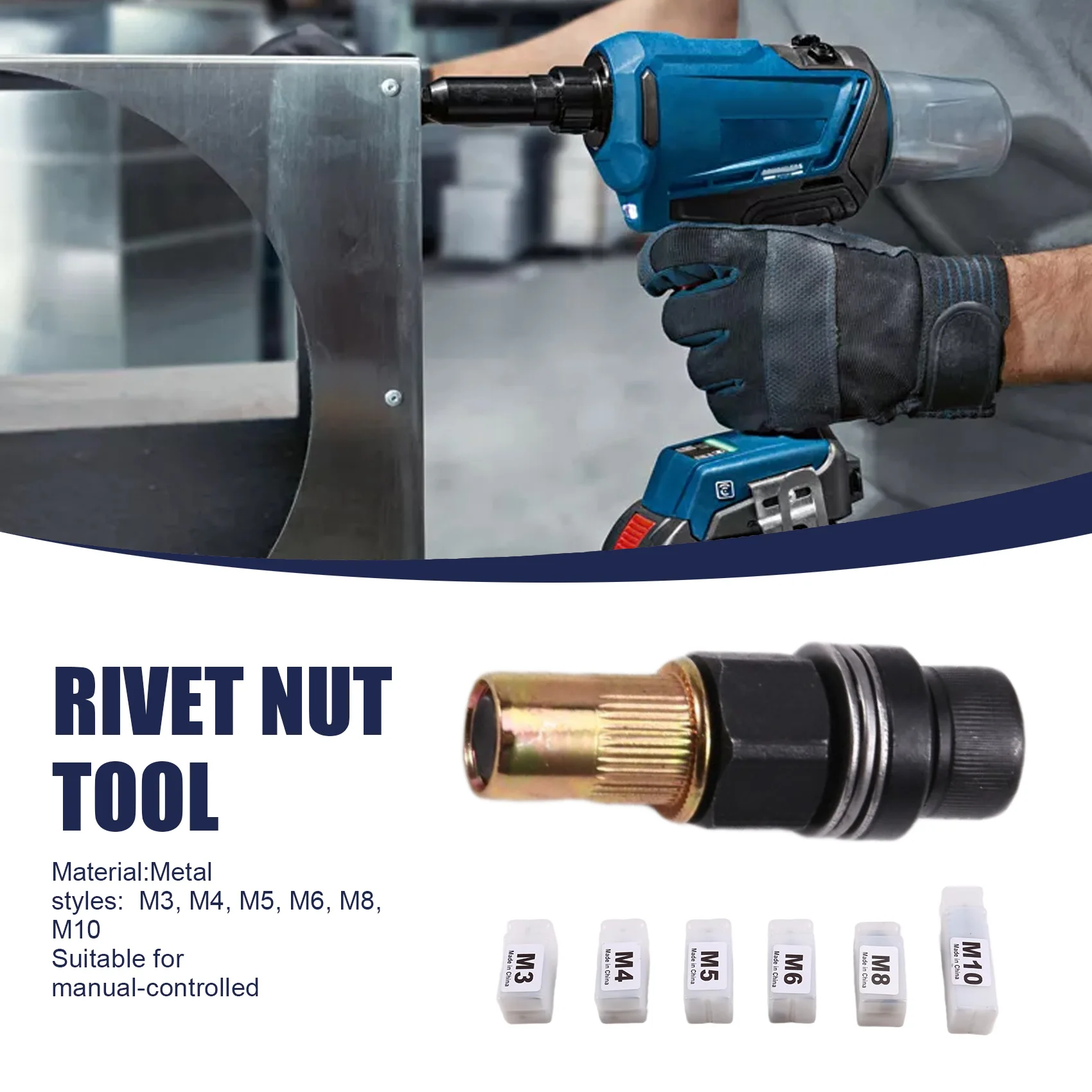 ABGE-Manual Rivet Nut Pulling Tool Riveting Manual Threaded Rivet Nut Tool Drill Adapter Rivet Nut Tool Manual Cordless Riveter
