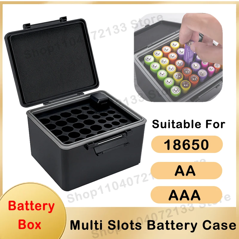 JJC 44 Slots Battery Case with Battery Tester for AA/AAA batteries Weterproof Hard Shell Battery Box Organizer for 18650 battery