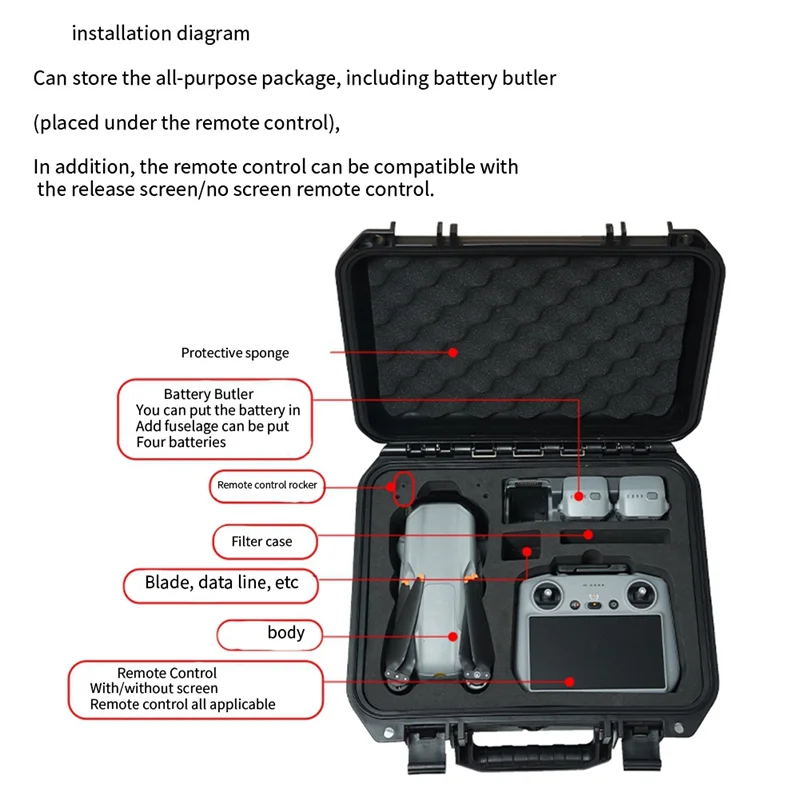 A003 Custodia antideflagrante Scatola di sicurezza Valigia protettiva resistente alla pressione Accessori per droni per DJI Air 3