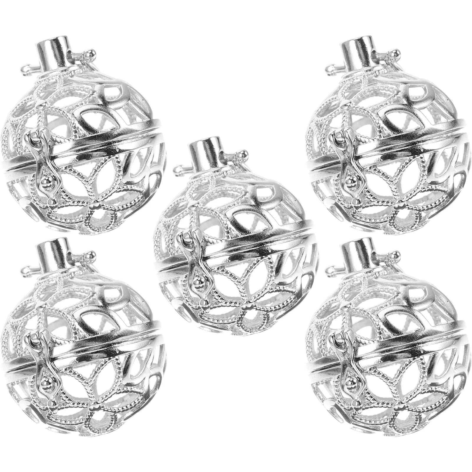 

5pcs Aromatherapy Essential Oil Diffuser Necklace Pendant Hollow Locket (White Gold) aromatherapy pendant