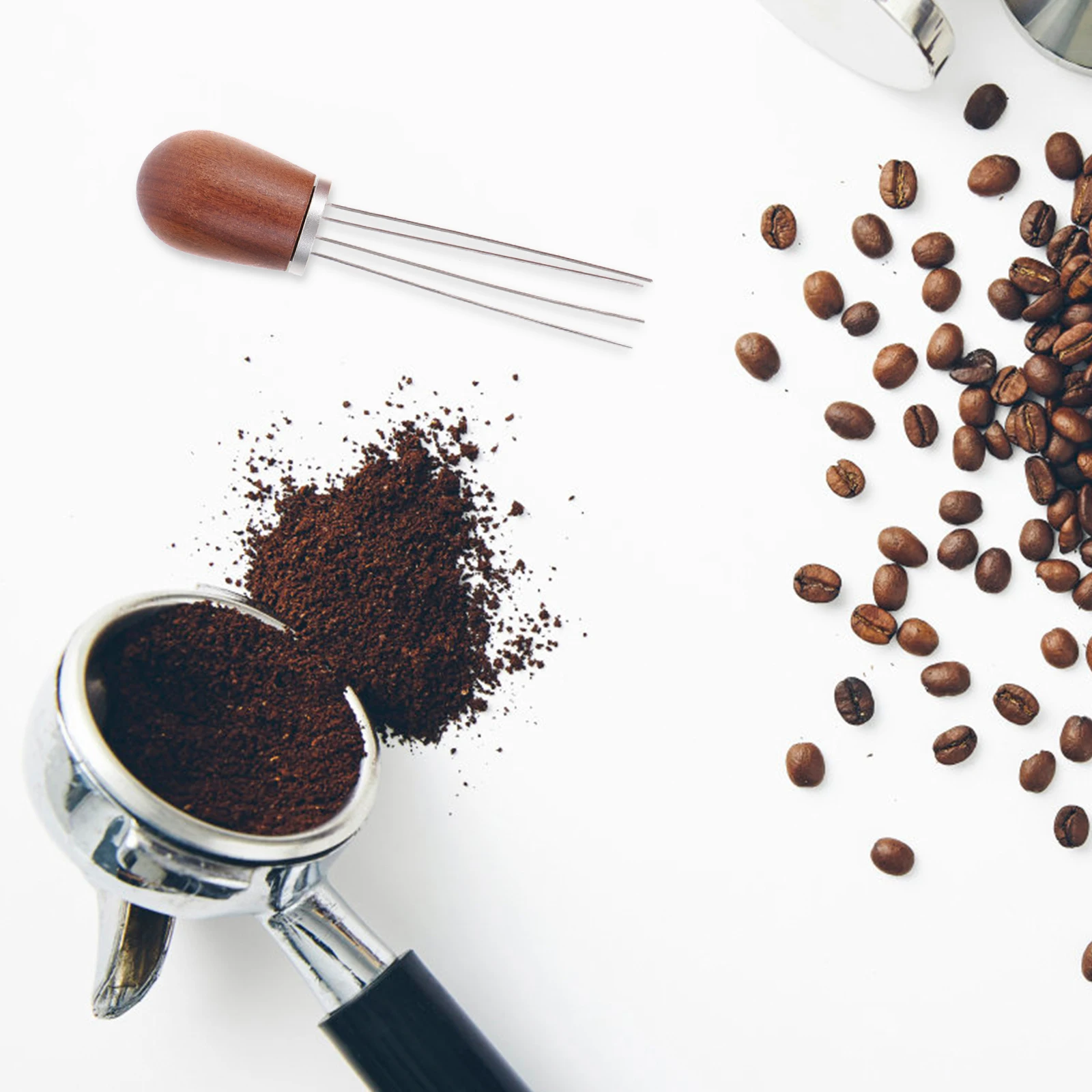 Coffee Powder Radiator Set Espresso Needle Stirrer Milk Distribution Tool Light Brown Stirring