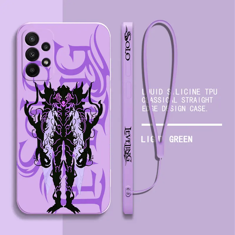 Shadow King Solo Leveling Phone Case For OPPO Reno 4 8 8T 8Z 7Z 6 5 F19 F9 Pro 4G 5G Liquid Soft Silicone Cover With Hand Strap