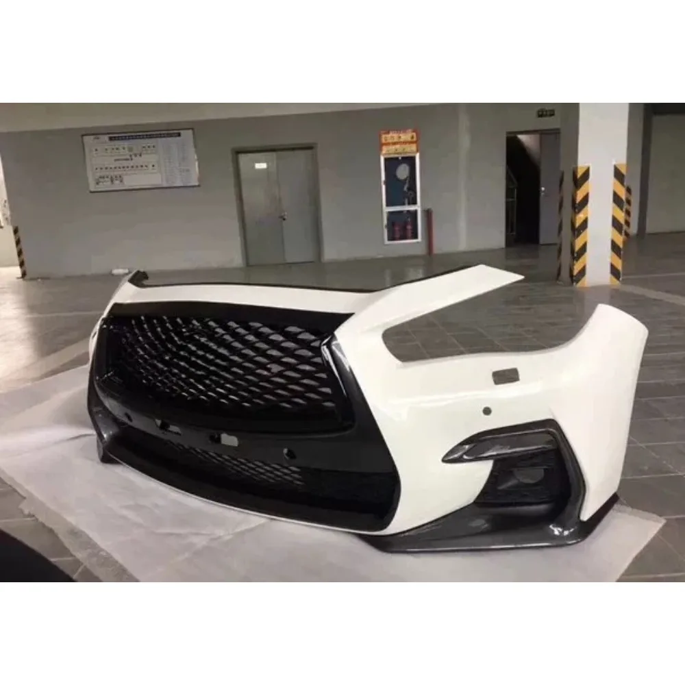 Car Face Kit for 2014 -2023 Infiniti Q50 Upgr 2023 Sports Style Car Bumper assembly for Q50 Front Bumper Grille PP Mater