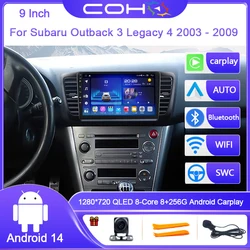 For Subaru Outback 3 Legacy 4 2003 - 2009 Android14 8G+256G 4G Car Radio Player Navigation GPS 8-Core Radio Multimedia QLED WIFI