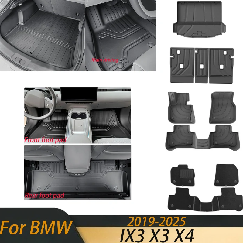

For BMW IX3 X3 X4 2018-2025 Model All Weather 3D TPE Floor Liner Rear Seat Backrest Cushion Trunk Mat Car Guard Protector Cover