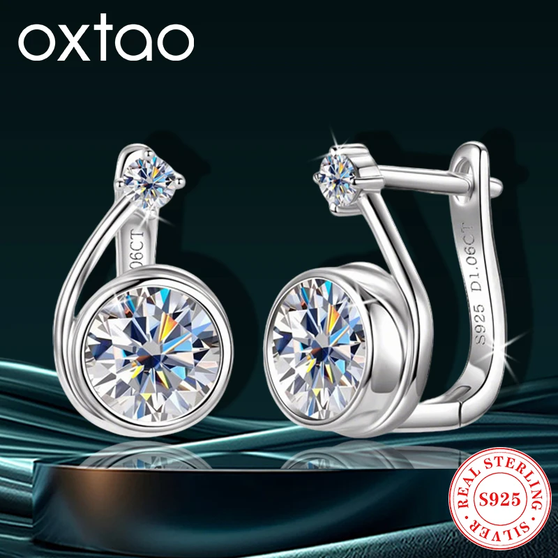

OXTAO Original D Color White Moissanite Clip Hoop Earrings for Women Silver 925 Snail Modeling Design Earrings Fine Jewelry GRA